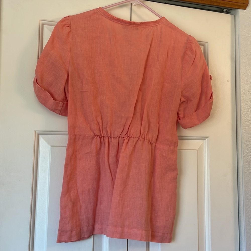 Women’s Banana Republic Salmon Linen Short Sleeve Blouse. Size S - Picture 2 of 7